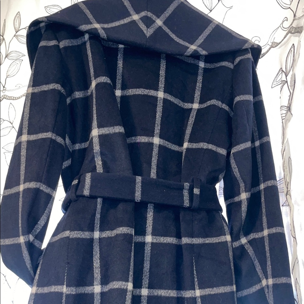 Ann Taylor Navy Plaid Trench Coat - Picture 6 of 12